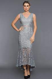 Gri V Yaka Dantelli Elbise Abk036 Elbise The Dress Elbise Modelleri