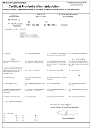 Documents à fournir pour un changement de titulaire de carte grise. Certificat Provisoire D Immatriculation Vehicule Etranger Carte Grise Guichet