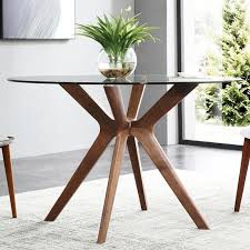 Cayman Round Glass Dining Table With Timber Legs Glass Round Dining Table White Glass Dining Table Glass Dining Table