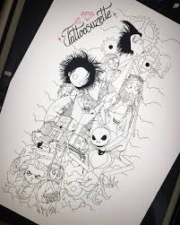 Tim Burton Sleeve Tattoo Design Tim Burton Tattoo Tattoo Sleeve Designs Disney Sleeve Tattoos