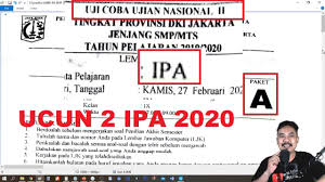Soal ucun ii 2019 matematika b unknown 8/2/19. Prediksi Unbk Ipa Smp 2020 Try Out Ucun Dki Tahap 2 Paket A Tm Youtube