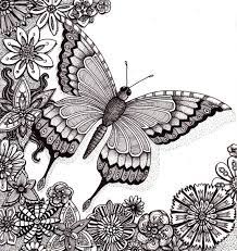 Flutter By Butterfly Beautiful And Original Whimsical Abstract Psychedelic Ink Drawing Illustration Butterfly Flowers Zentangle Art Coloriage Papillon Coloriage