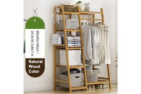 Clothes storage rack clothes garment rail stand wardrobe organiser hanger shelf. Apartment Bedroom Dressroom Bamboo Coat Clothes Rack Stand Shelf Shoe Box Holder Natural Wooden 80cm Kogan Com