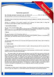 Free Printable Partnership Agreement Form Generic