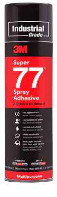 Amazon Com 3m Super 77 Multipurpose Permanent Spray Adhesive Glue Paper Cardboard Fabric Plastic Metal Wood Net Wt 16 75 Oz Industrial Scientific