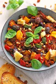Caponata Sizilianisches Auberginengemuse So Nach Gefuhl Rezept Auberginen Zubereiten Rezepte Sizilianische Rezepte