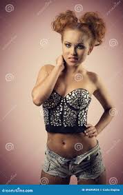Redhead Girl with Glamour Style Stock Photo - Image of pigtail, lady:  49696924
