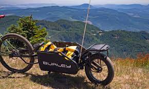 Burley yellow cargo trailer bicycle trailers. Burley Coho Xc Full Suspension Bike Trailer Packing In Backcountry Singletrack Now Bikerumor
