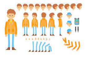 Handsome man constructor in flat style. Free Vector Animated Character Of Teenager In Modern Outfit