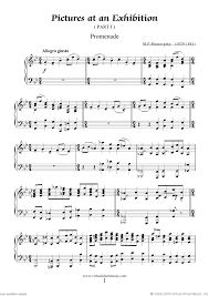 Mussorgsky Pictures At An Exhibition Part I Sheet Music For Piano Solo Pictures At An Exhibition Sheet Music Piano Sheet Music