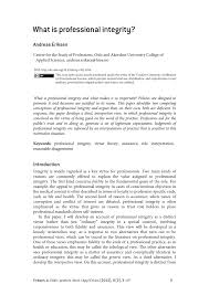Pdf What Is Professional Integrity