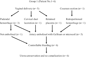 flow chart of six patients who underwent emergency arterial