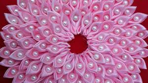 Flower Dress Made From Satin Ribbon Fabric Flowers Diy Ribbon Flower Tutorial Flower Diy Crafts