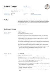 Type of resume and sample, cv format for teaching job application. 19 Esl Teacher Resume Examples Writing Guide 2020