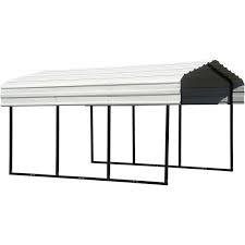 Arrow Galvanized Steel Carport 10 X 15 X 7 Ft Black Charcoal Walmart Com Steel Carports Carport All Steel Carports