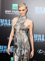 The latest starlet to experiment with the idea is cara delevingne , who arrived at valerian's mexico city premiere last night in a sculptural creation by atelier versace. Cara Delevingne Goes Braless In See Through Silver Dress As She Joins Kendall Jenner And Rihanna At Valerian Premiere