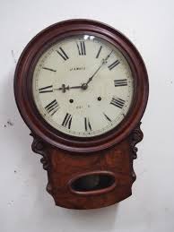 Description Antique 1860 English James A Weatley From Carlisle Wall Clock E N Welch Movement Burled Wooden Case 12 Dial With Ori Wall Clock Clock Antiques