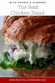 Summer Chicken Salad With Grapes And Almonds Practically Homemade Recipe In 2020 Chicken Salad Recipes Best Chicken Salad Recipe Chicken Salad With Grapes