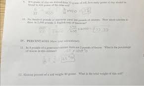Solved If 6 Grams Of Clay Are Derived From 72 Grams Of Soil Chegg Com