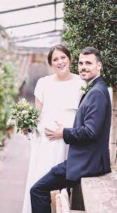Can You Believe My Beautiful Bride Jen Was 7 Months Pregnant On Her Wedding Day Looking Absolutely Stunn Pregnant Bride Bespoke Wedding Dress Bridal Separates