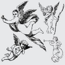 Memorial banners and cherub angel tattoos design. Pretty Little Black And White Cherub Angels Tattoo Design Tattooimages Biz