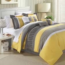 Black And Yellow Comforter Set King Size 8 Piece Oversized Comforter Set In Yellow Grey White Stripes Comforter Sets Yellow Comforter Yellow Comforter Set