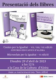 El Grup de Debat per la Igualtat presenta els llibres Contes i Microrelats  per la Igualtat amb els treballs premiats en les últimes convocatòries