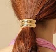 Acessório de Cabelo Elástico com Base Dupla folheado em ouro 18k