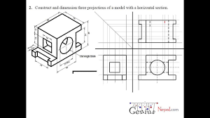 The cross hatching should always be at if the original drawing is to be microfilmed successive lines should not be closer than 4 mm as hatching lines tend to merge with much reduced scales. Engineering Drawing Tutorials Orthographic And Sectional Views T 11 3 Youtube