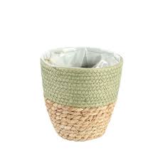 The colorblock design and woven handles make the medium two tone seagrass bianca tote basket ($35) both attractive and functional. 16cm Round Two Tone Seagrass And Green Paper Basket Apac