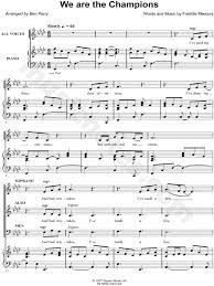 Queen We Are The Champions Arr Ben Parry Sab Choir Piano Choral Sheet Music In F Minor Download Print Sku Mn0150040