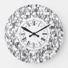 Candles, clocks, pillows, fireplaces, mirrors, rugs Diamond Look Faux Silver Shine Roman Numeral Bling Large Clock Zazzle Com Clock Large Clock Wall Clock