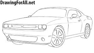 How To Draw A Doge Challenger How To Draw A Dodge Challenger In 2020 Car Drawing Easy Car Drawings Cool Car Drawings