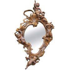 Nice novelty style mirror clock suitable for mantle or dresser. 19th C Italian Cherub Mirror Mirror Frame Diy Mirror Mirror Frames