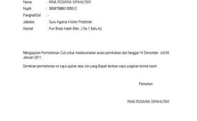 Tenggarong, nopember 2017 kepada perihal : Contoh Surat Izin Cuti Menikah Cute766