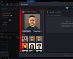 Image of video editing software interface with an AI avatar