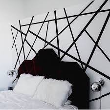 Black And White Geometric Wall Keptalalat A Kovetkezore Geometric Wall Paint Stripes Parede Destacada Do Quarto Arte De Parede Com Fita Diy Decoracao Sala Parede