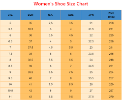 Women S Shoe Size Conversion Chart For Us Eur Uk Aus Jp Kor Shoe Size Chart Kids Shoe Size Chart Shoe Size Conversion