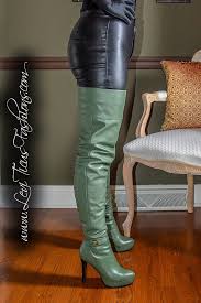 Sage Green Leather 2 0 Platform High Rize Boots Women S Fashion