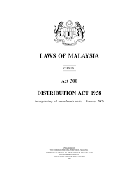 When a person pass away without a will, after all the debts are paid the administrator must distribute the remainder of his estate according to the section 6 of the distribution act 1958. Laws Of Malaysia