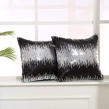 Personalizable decorative sparkly pillow throw cover with bling black 18x18 velvet embellished with rhinestones diamonds crystals jewels glitter shimmer. Buy Eternal Beauty Sequin Pillow Case Decorative Glitter Pillow Cover For Home Decor Throw Cushion Cover 18x18 Inches Black Silver Set Of 2 Online In Turkey B08dcllfz5