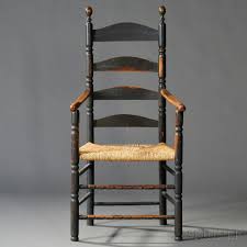 18th C Ladderback Armchair Skinnerinc Com Early American Style Old Benches Antique Chairs