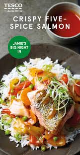 Crispy Five Spice Salmon Recipe Healthy Recipes Tesco Real Food Recipe Salmon Spices Healthy Salmon Recipes Salmon Recipes