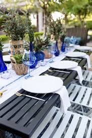 Everyone received a personalized invitation in their mail box. Mediterranean Inspired Dinner Party Blues Whites And Earthy Neutrals