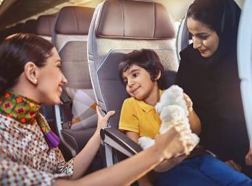 Etihad Family Travel Onboard Comfort, AI generated