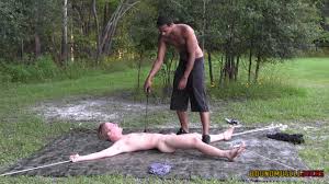 Male BDSM: Tied up outdoors at Bound Muscle Jocks | MetalbondNYC.com