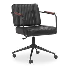 Mason Industrial Office Chair Faux Vintage Leather Upholstered Black Cult Furniture Desks & computer tables :