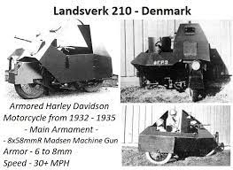 Rare Danish Landsverk 210 - Experimental Armored Harley Davidson Motorcycle's from 1932 - 1935 used by Danish army for trails and military exercises , unknown used in #WW2. #Denmak #History #WWII