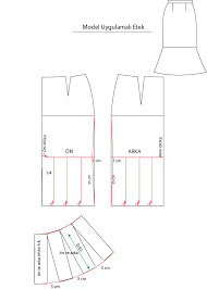 Islem Basamaklari 1 Etek Ucundan Yukari 25 Cm Cikilir 2 Yan Cizgi Den 1 Cm Iceri Girilir 3 Vola Clothes Sewing Patterns Skirt Pattern Sewing Patterns