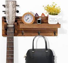 Shelf assembly required prior to installation: Buy Ourwarm Guitar Wall Hanger Guitar Pick Holder Ukulele Wall Mount Guitar Stand Wood Hanging Rack With Pick Holder And 3 Hooks Online In Indonesia B08shwt429